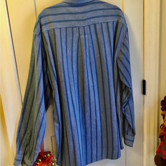 Vintage Fieldmaster Cotton Blue Striped Button-Down Shirt Size Large Tall - Picture 7 of 7